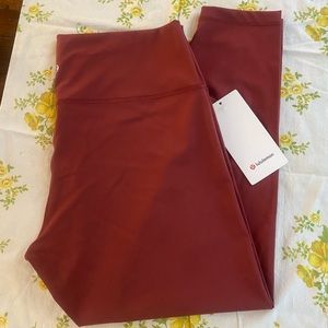 Lululemon Wunder 25 in. Maroon Leggings NWT size 16